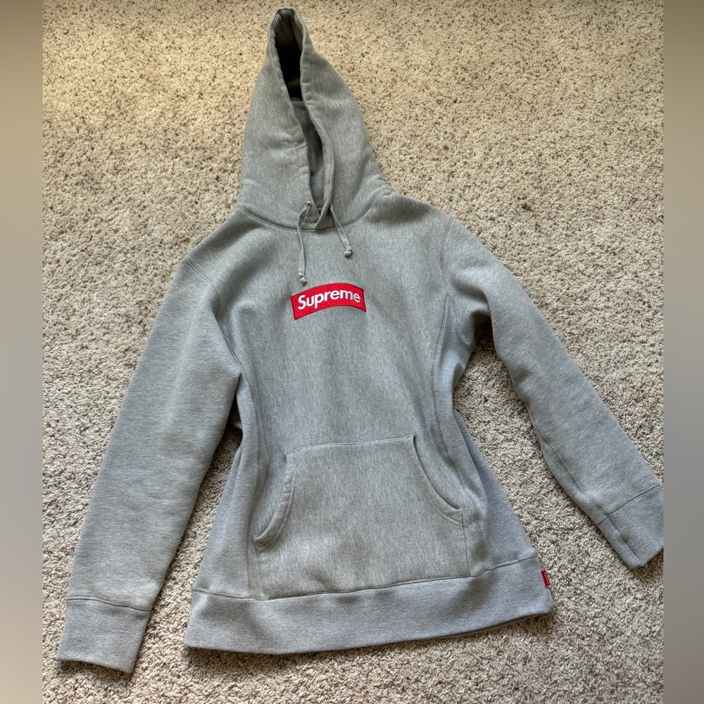 Supreme fleece hoodie sweatshirt grey us M women’s